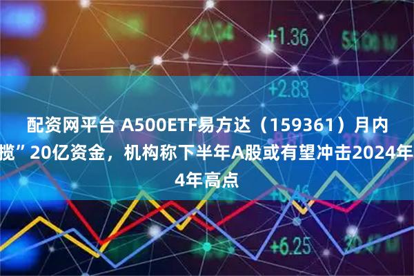 配资网平台 A500ETF易方达（159361）月内“狂揽”20亿资金，机构称下半年A股或有望冲击2024年高点